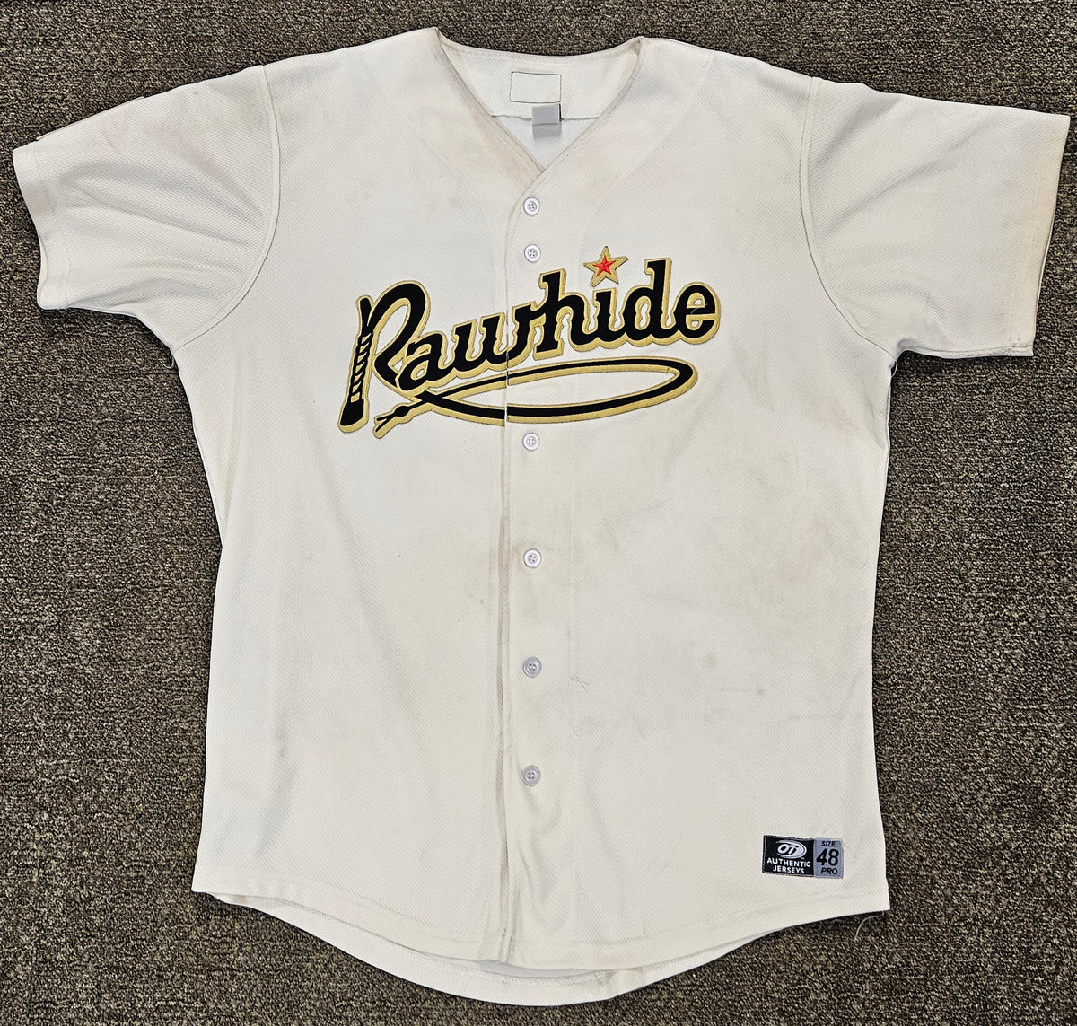 Visalia Rawhide Home Cream Game Worn Jersey Visalia Rawhide Official