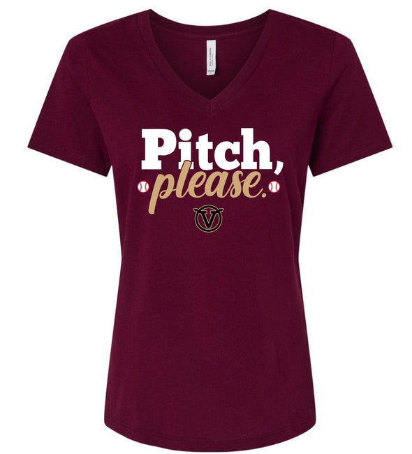 Woman's Pitch Please V Neck Tee